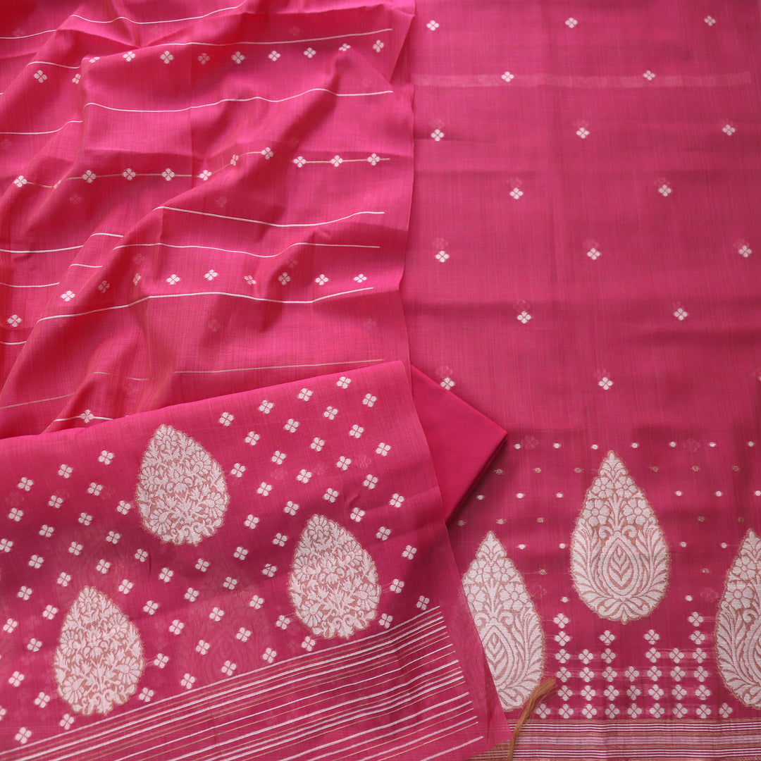 Jannat Cranberry Pink Authentic Jamdani Top and Jamdani Dupatta