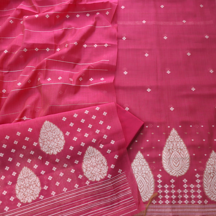 Jannat Cranberry Pink Authentic Jamdani Top and Jamdani Dupatta