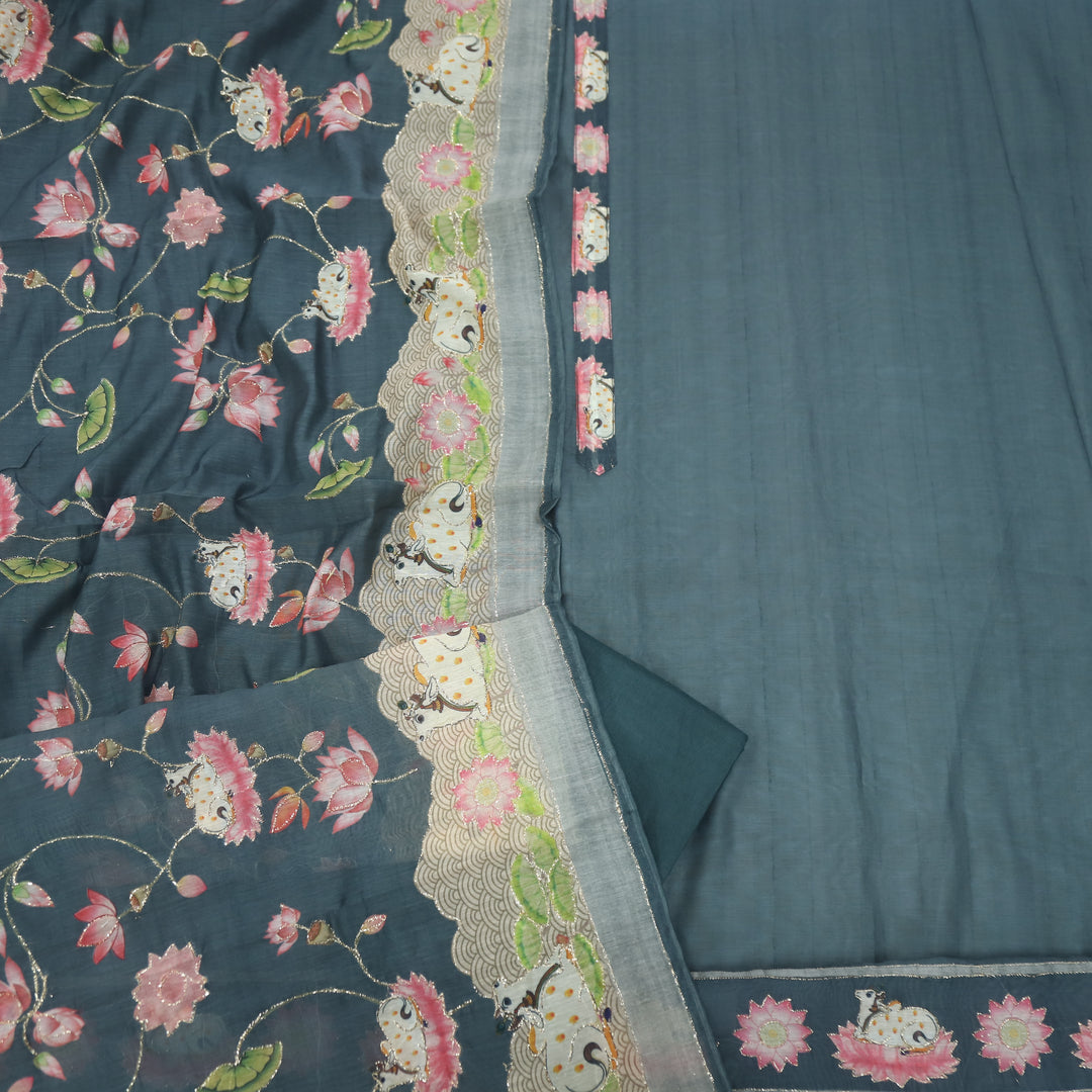 Kohinoor Hunter Green Pichwai Print Zari Work Chanderi Suit Set