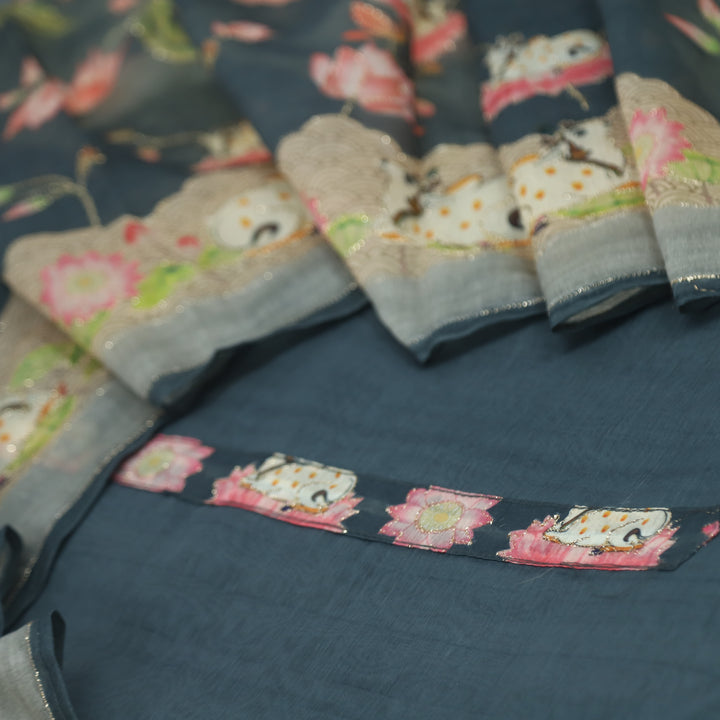 Kohinoor Hunter Green Pichwai Print Zari Work Chanderi Suit Set