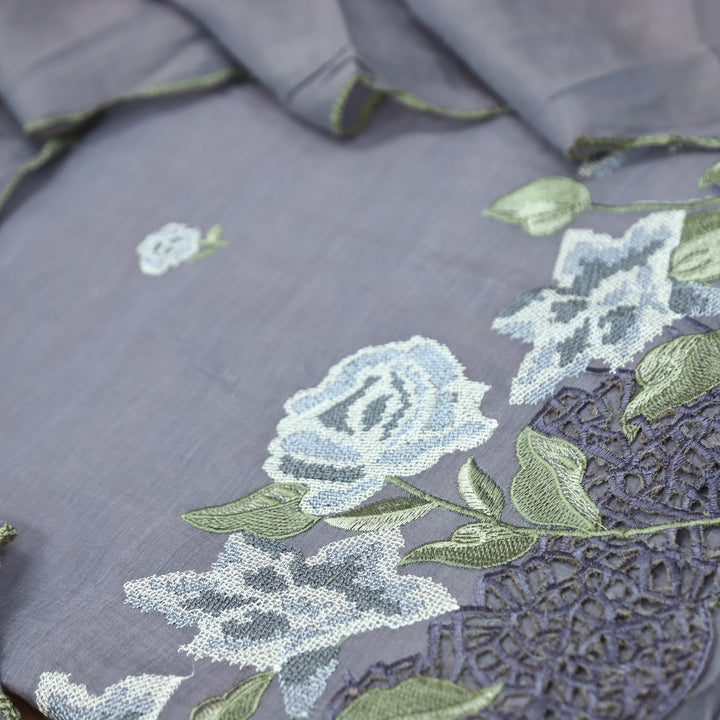Bilori Berry Purple Cross-Stitch Thread with Jaal Work Mul Chanderi Set
