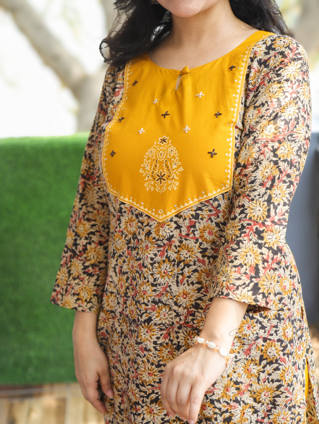 Darla Yellow Kalamkari Cotton 2 PIece Set