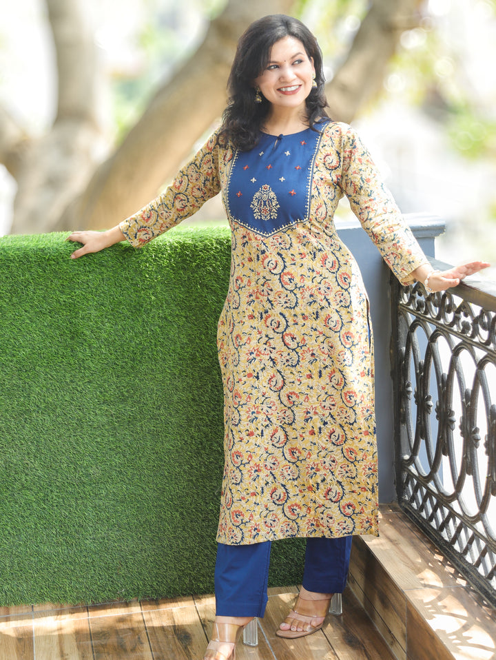 Darla Blue Kalamkari Cotton 2 PIece Set
