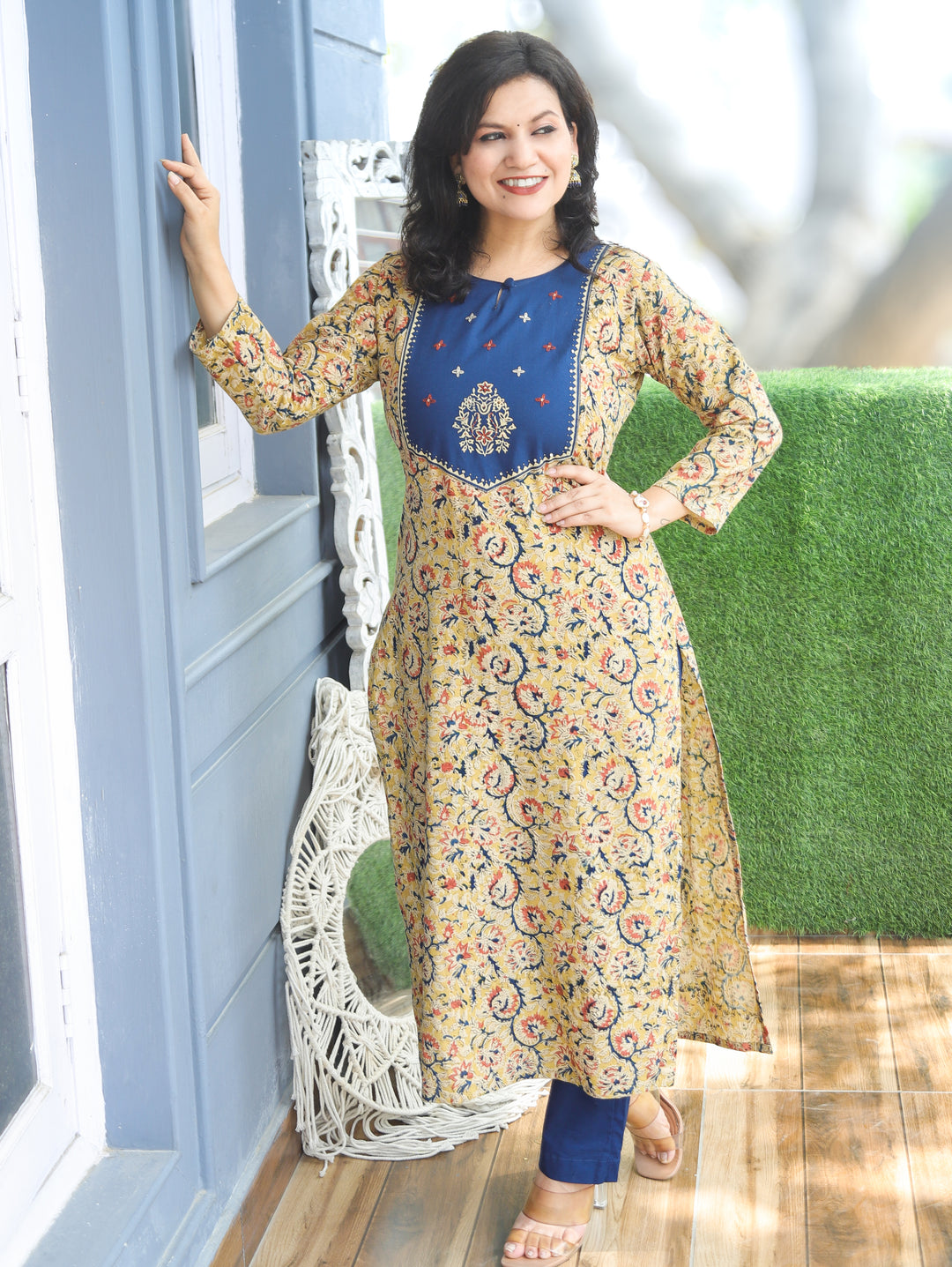 Darla Blue Kalamkari Cotton 2 PIece Set