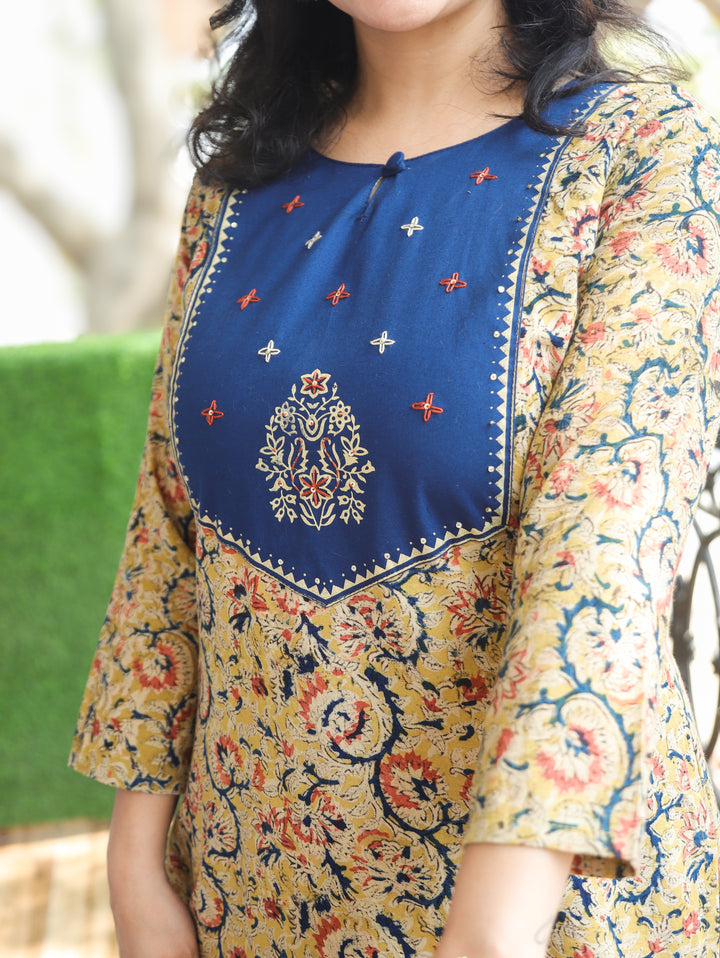Darla Blue Kalamkari Cotton 2 PIece Set