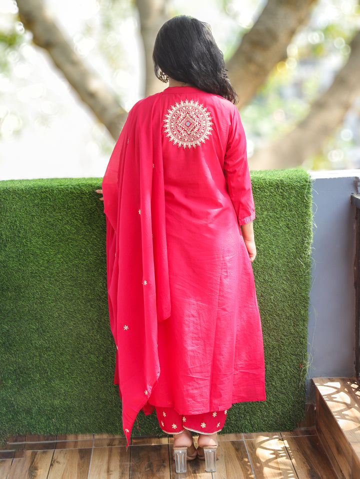 Shelly Rani Pink Pintuck Cotton 3 Piece Set