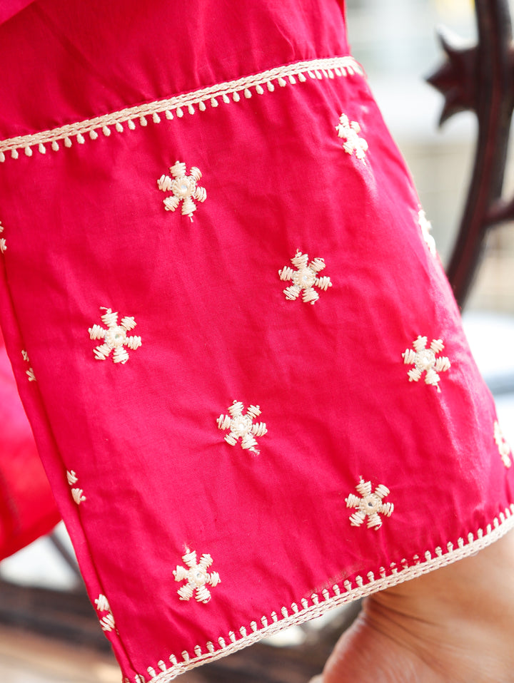 Shelly Rani Pink Pintuck Cotton 3 Piece Set
