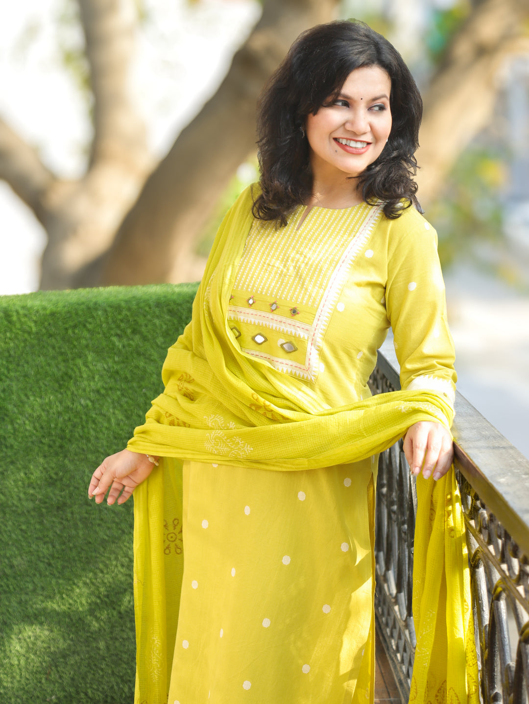 Pallavi Sunflower Yellow South Cotton 3 Piece Set