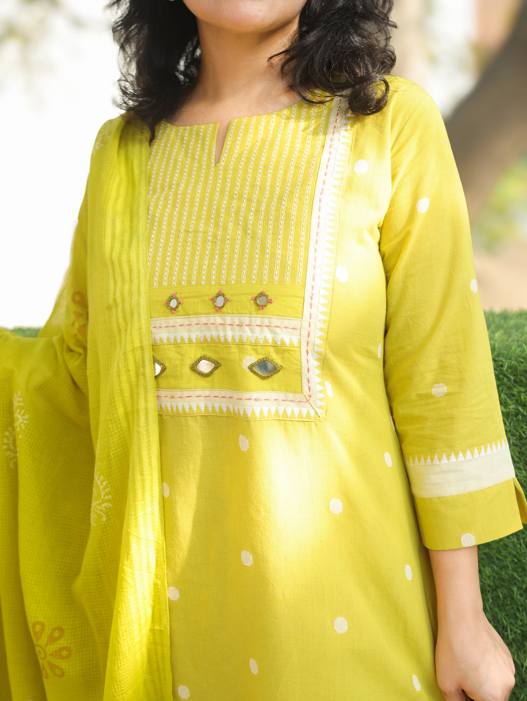 Pallavi Sunflower Yellow South Cotton 3 Piece Set