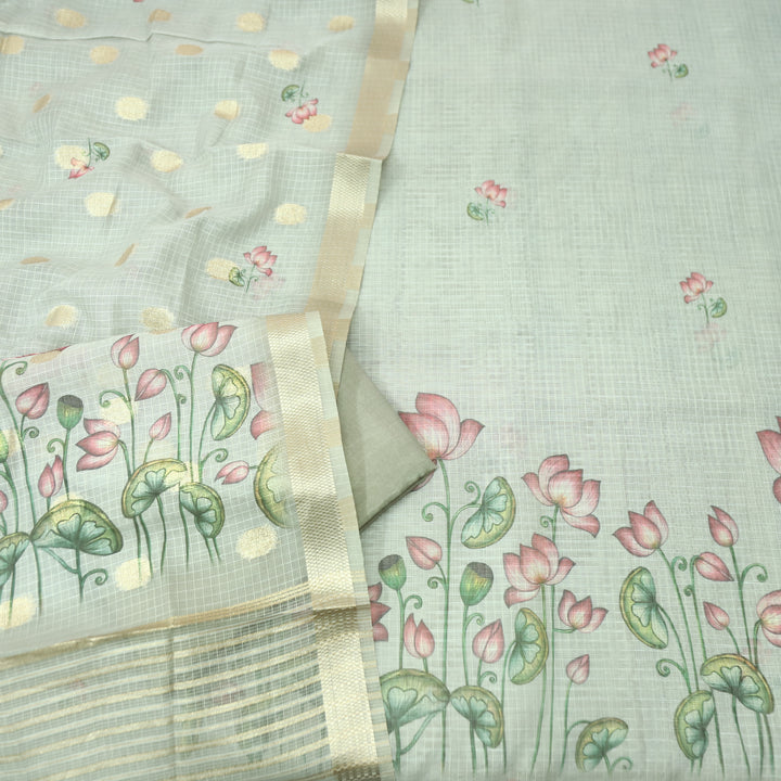 Aarushi Hazel Tan Beige Digital Floral Pichwai Printed Kota Doriya Suit Set