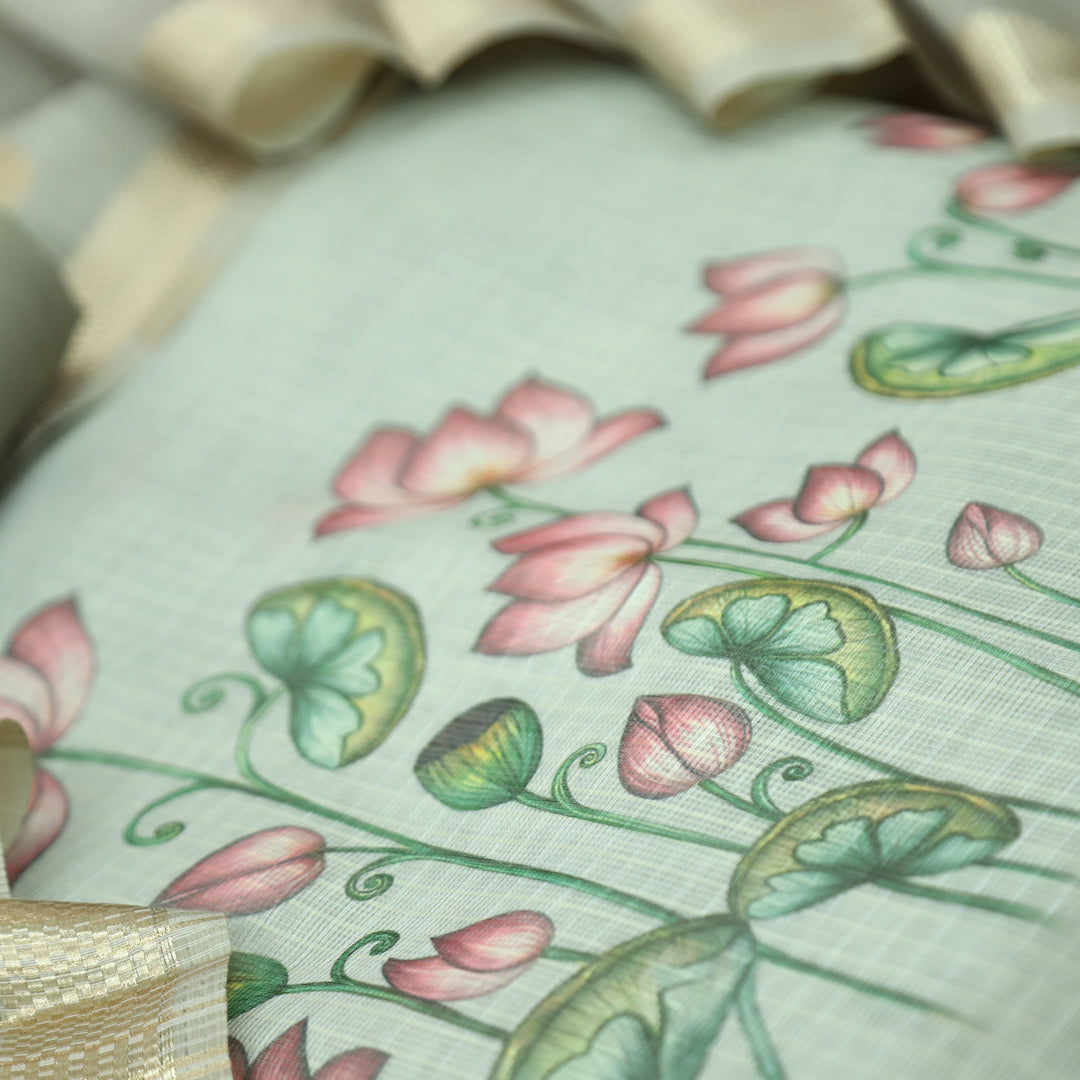 Aarushi Hazel Tan Beige Digital Floral Pichwai Printed Kota Doriya Suit Set