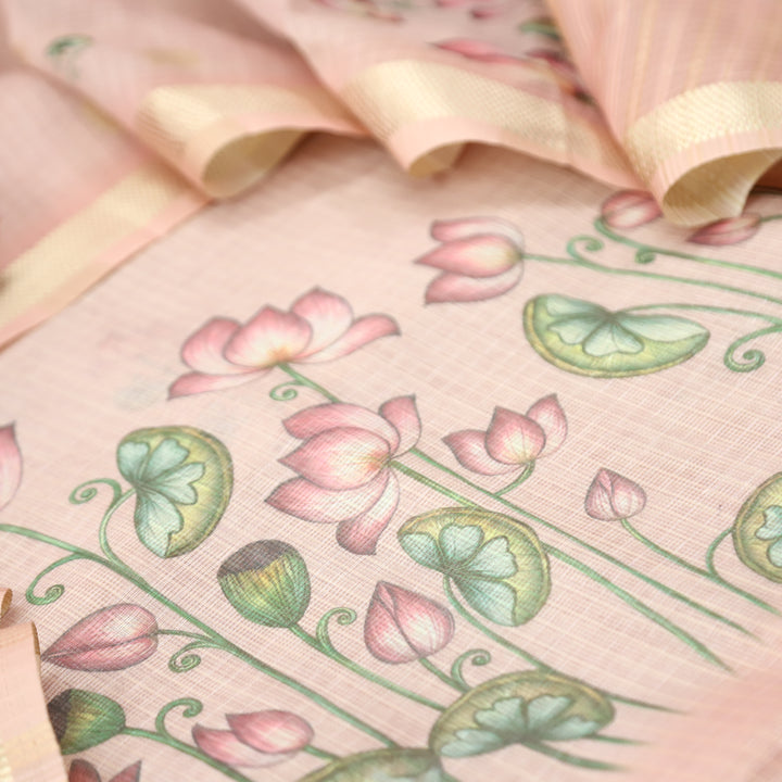 Aarushi Pumpkin Peach Digital Floral Pichwai Printed Kota Doriya Suit Set