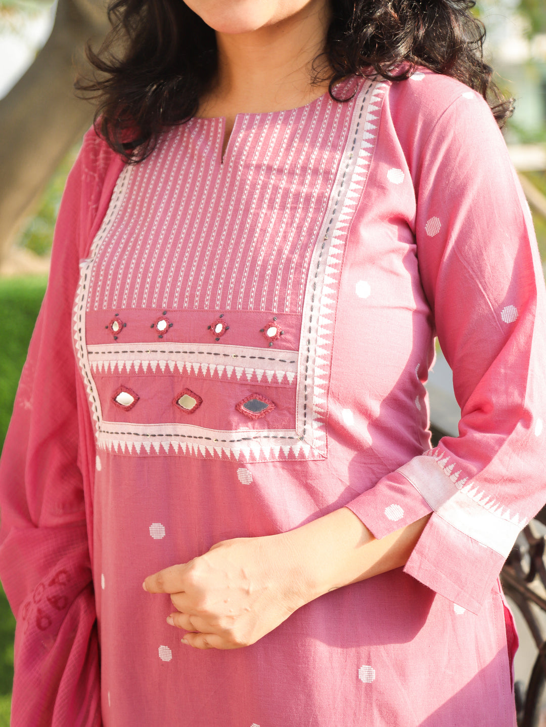 Pallavi Helio Lilac South Cotton 3 Piece Set