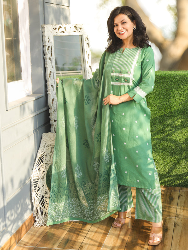 Pallavi Castleton Sage South Cotton 3 Piece Set
