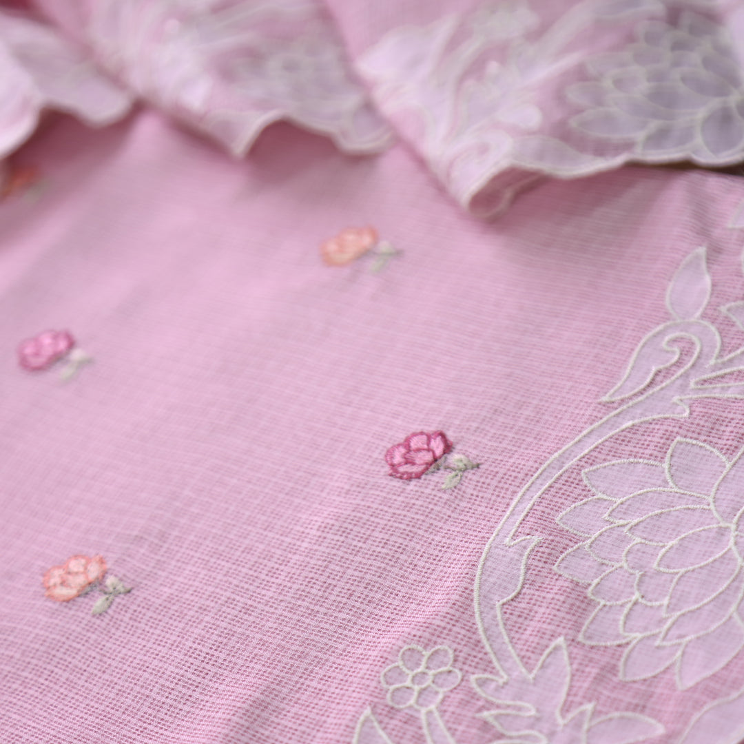 Yaleen Pastel Lilac Thread Buti with Floral Patch Kota Doriya Set