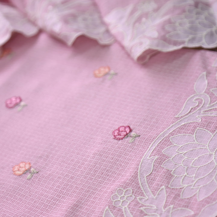 Yaleen Pastel Lilac Thread Buti with Floral Patch Kota Doriya Set