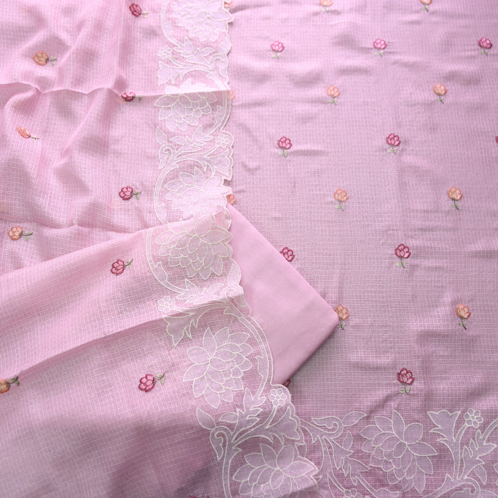 Yaleen Pastel Lilac Thread Buti with Floral Patch Kota Doriya Set