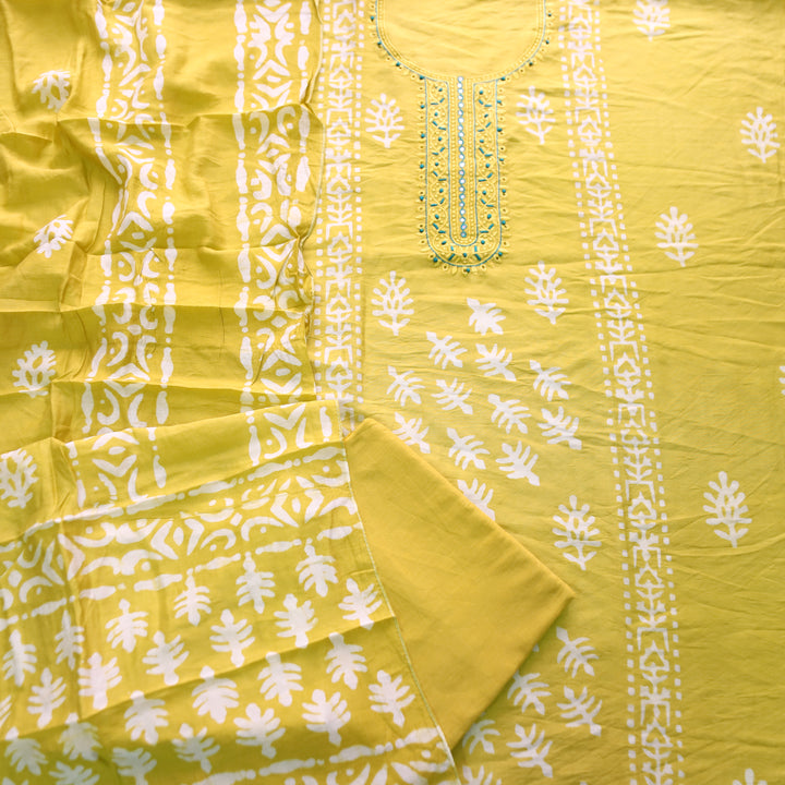 Rupali Sunflower Yellow Thread Embroidered with Patra Modal Set