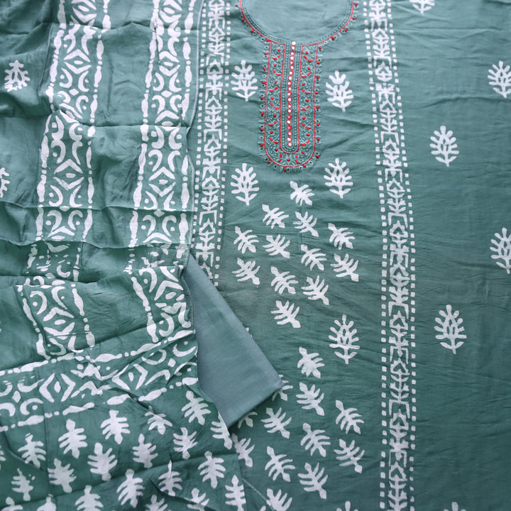 Rupali Castleton Sage Thread Embroidered with Patra Modal Set