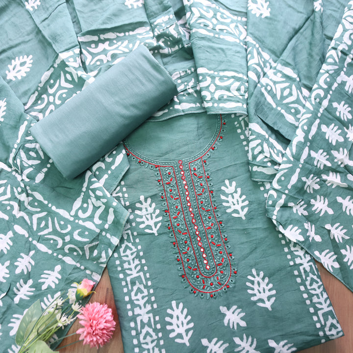 Rupali Castleton Sage Thread Embroidered with Patra Modal Set