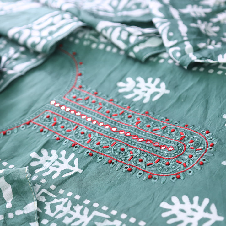 Rupali Castleton Sage Thread Embroidered with Patra Modal Set