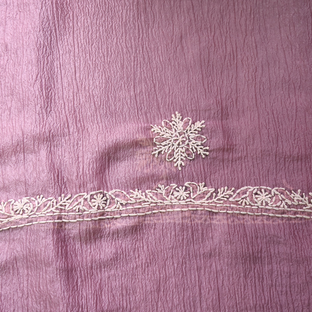 Avinya Helio Mauve Hand Embroidered Glass Crinkle Organza Set