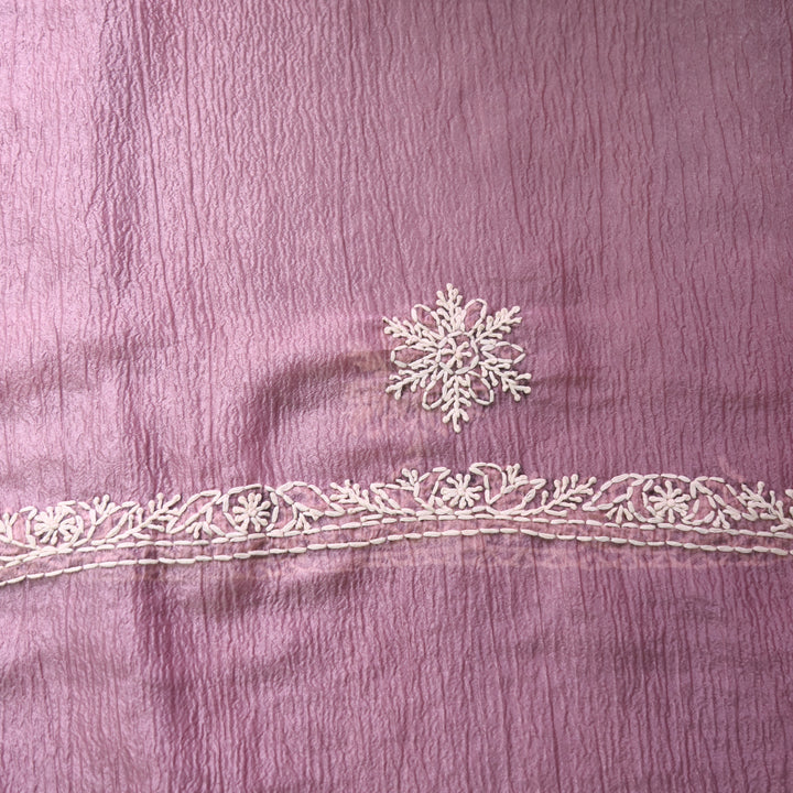Avinya Helio Mauve Hand Embroidered Glass Crinkle Organza Set