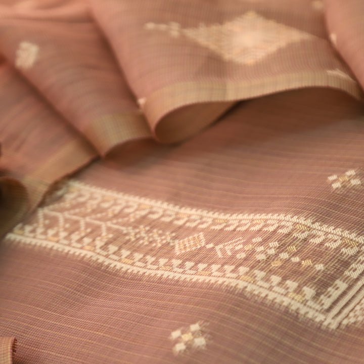 Naisha Barn Brown All Over Authentic Jamdani Weaved Kota Doriya Suit Set