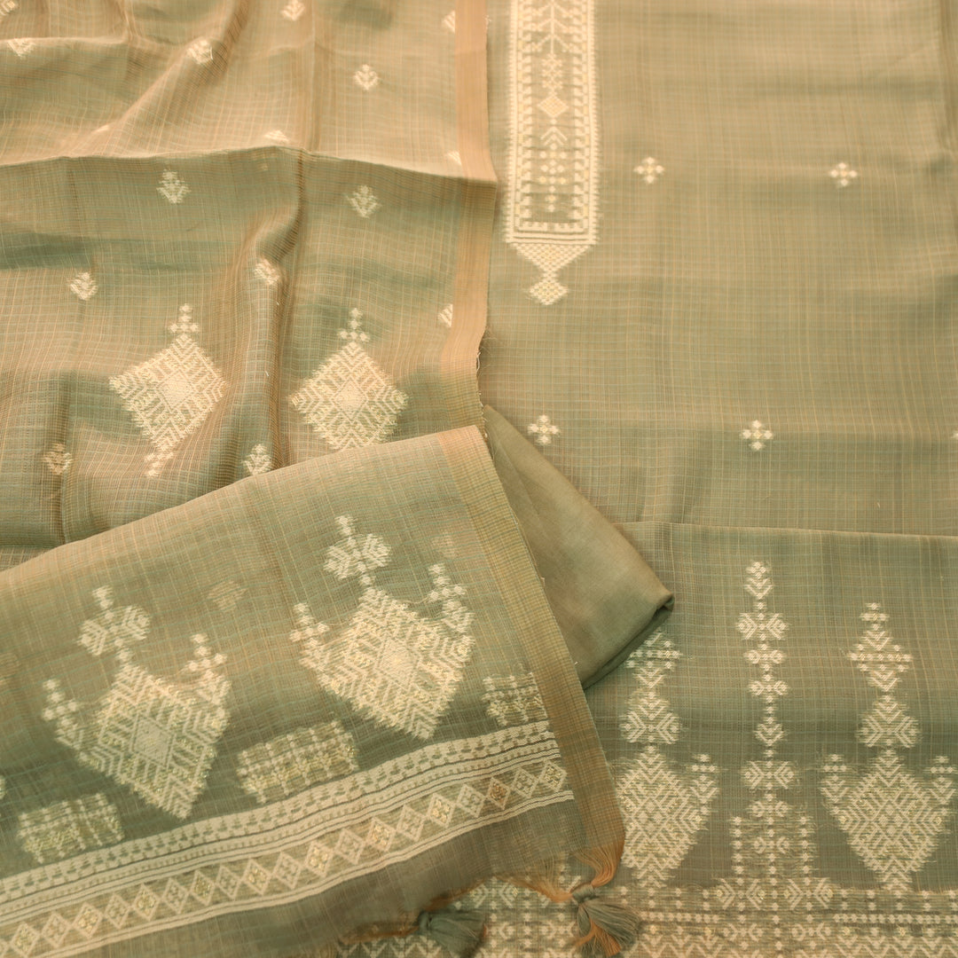 Naisha Fern Green All Over Authentic Jamdani Weaved Kota Doriya Suit Set