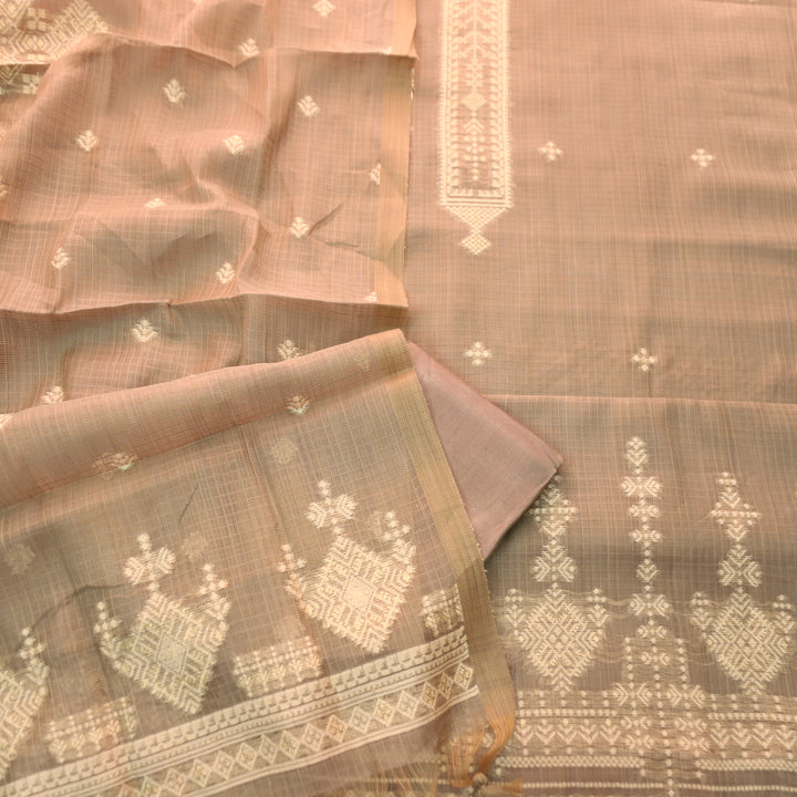 Naisha Tan Grey All Over Authentic Jamdani Weaved Kota Doriya Suit Set