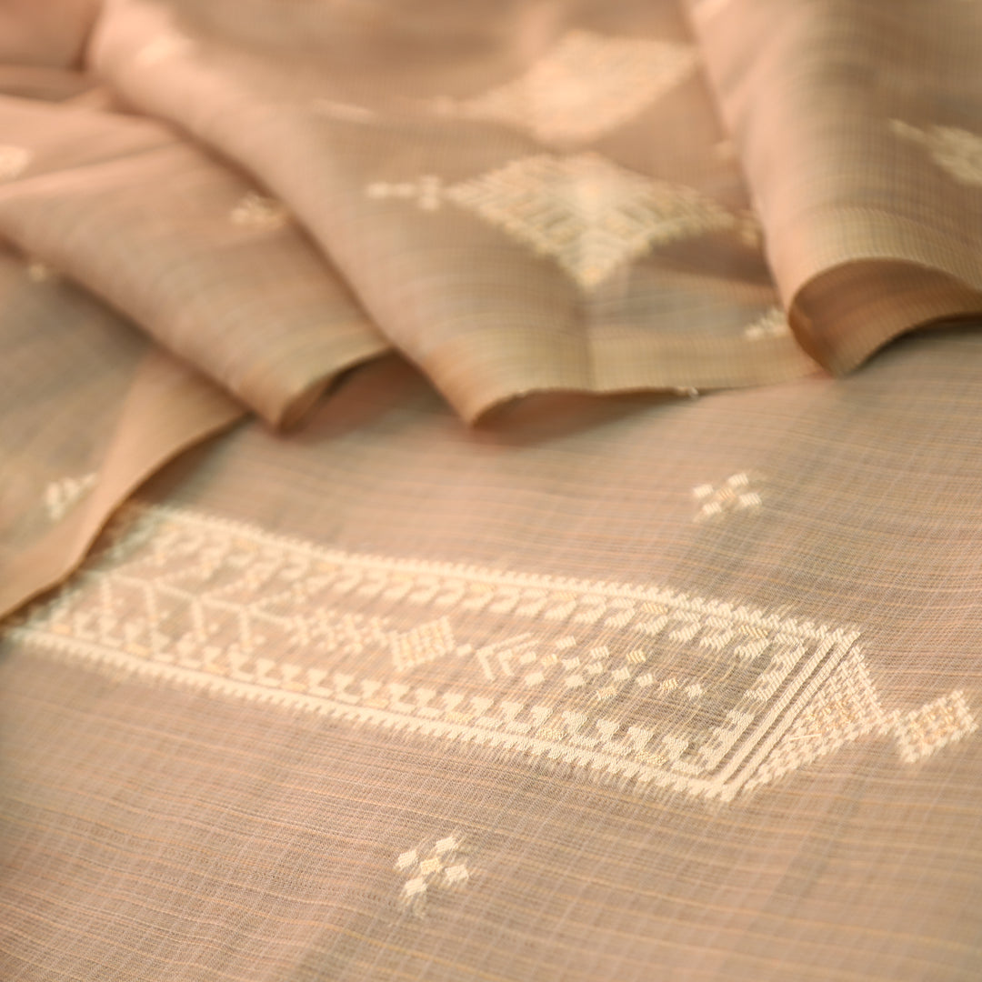 Naisha Tan Grey All Over Authentic Jamdani Weaved Kota Doriya Suit Set