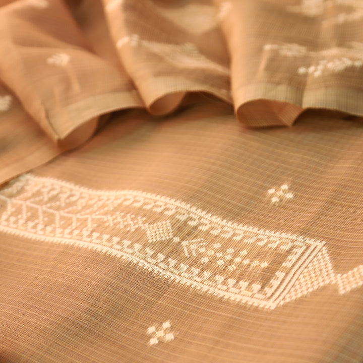 Naisha Vintage Brown All Over Authentic Jamdani Weaved Kota Doriya Suit Set