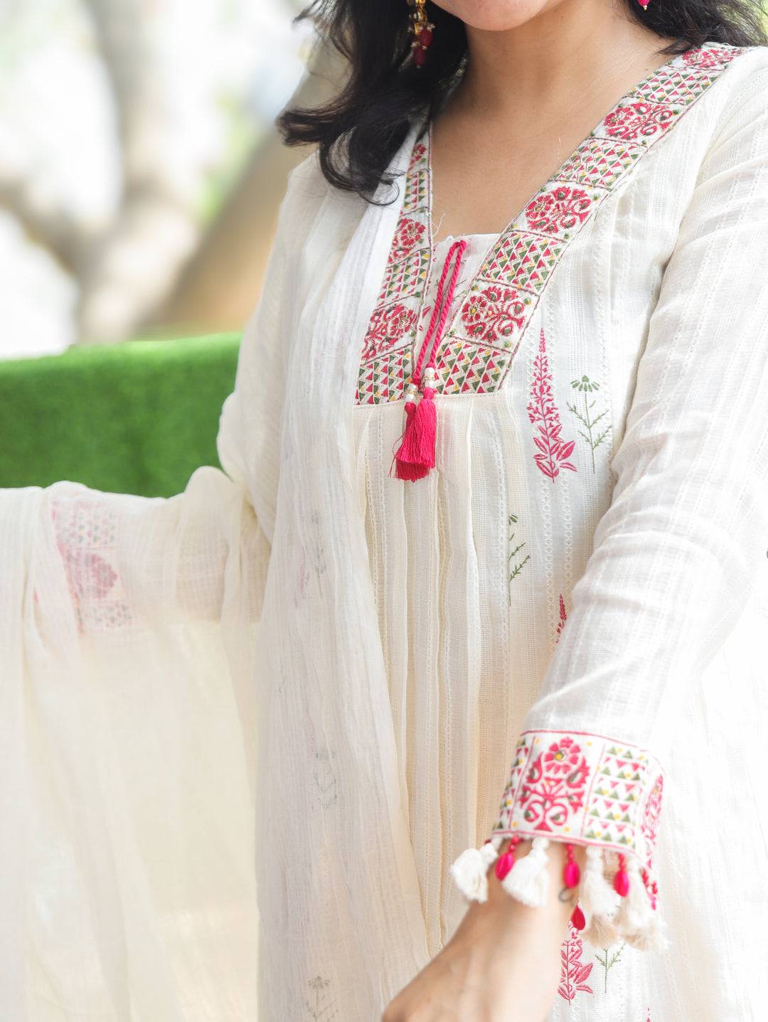 Shifali White Palazzo Cotton 3 Piece Set