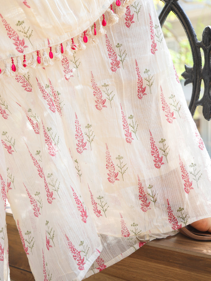 Shifali White Palazzo Cotton 3 Piece Set
