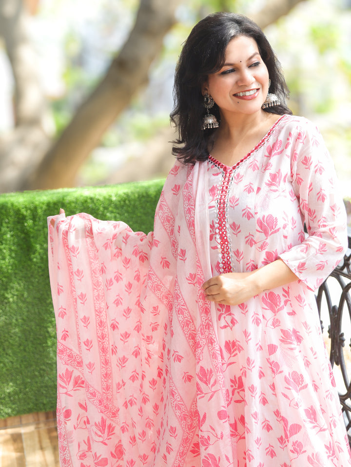 Bella Bubblegum Pink Patra Mul Cotton 3 Piece Set