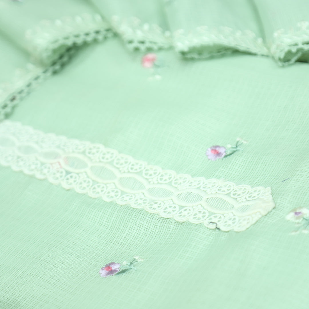 Fitoori Castleton Mint Lace Patch with Floral Thread Embroidered Kota Doriya Suit Set