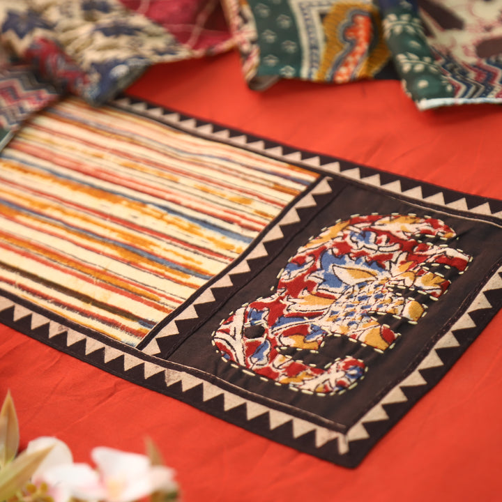 Jiya Rust Orange with Kalamkari Applique Patch Cotton Set