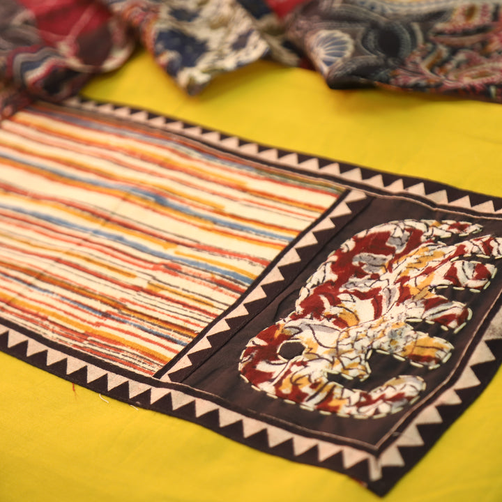 Jiya Sunflower Yellow with Kalamkari Applique Patch Cotton Set
