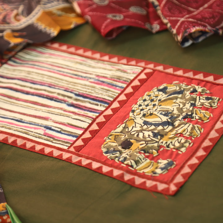 Jiya Forest Green with Kalamkari Applique Patch Cotton Set