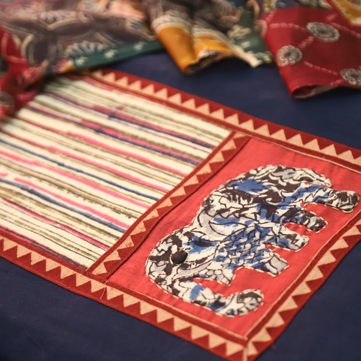 Jiya Royal Blue with Kalamkari Applique Patch Cotton Set