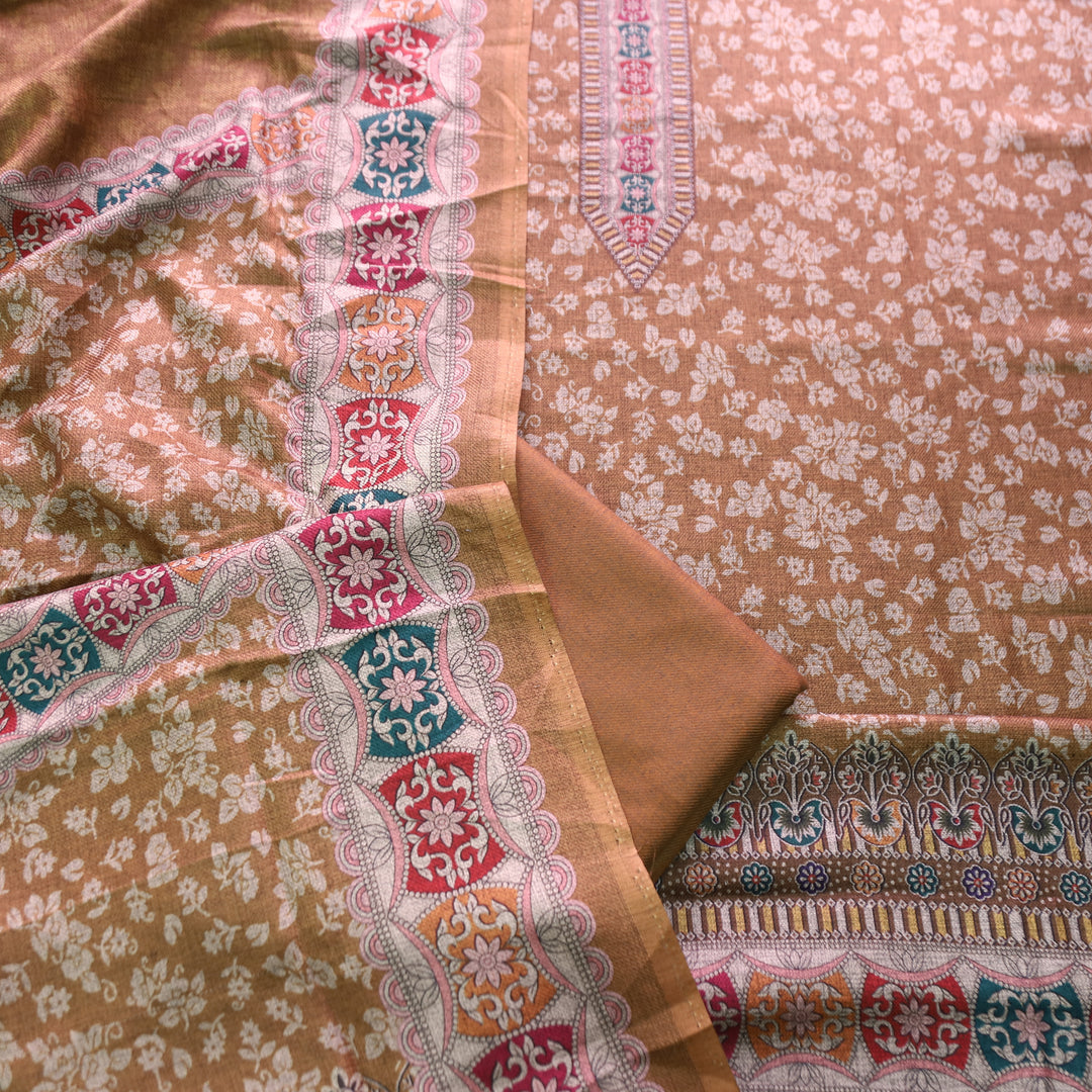 रांझा Dandelion Yellow All Over Digital Kanni Printed Semi Pashmina Winter Set