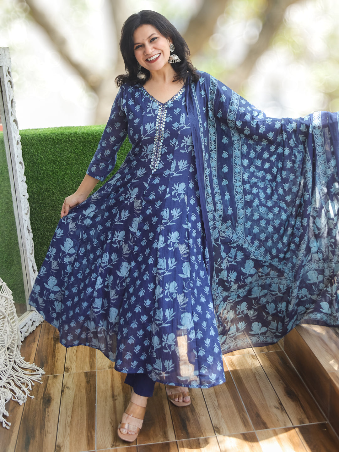 Bella Midnight Blue Patra Mul Cotton 3 Piece Set