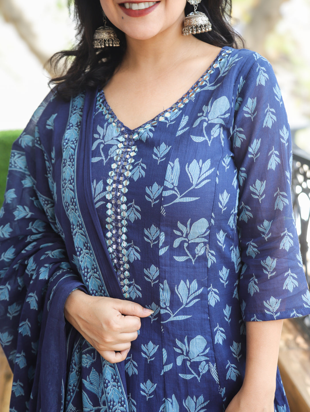 Bella Midnight Blue Patra Mul Cotton 3 Piece Set