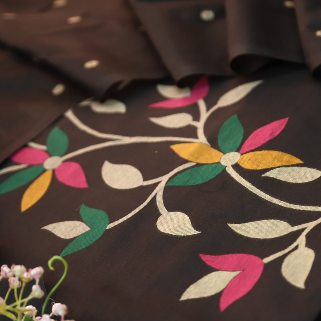 Vishakha Night Black All Over Authentic Jamdani Weaved Hem Chanderi Suit Set