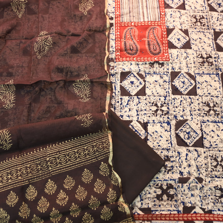Sufna Faded Black Paisley Print Yoke Kalamkari Printed Cotton Set