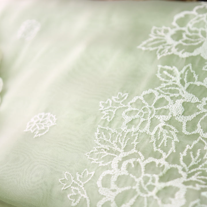 Ragini Mint Green Cross-Stitch Hem Work Glass Organza Set