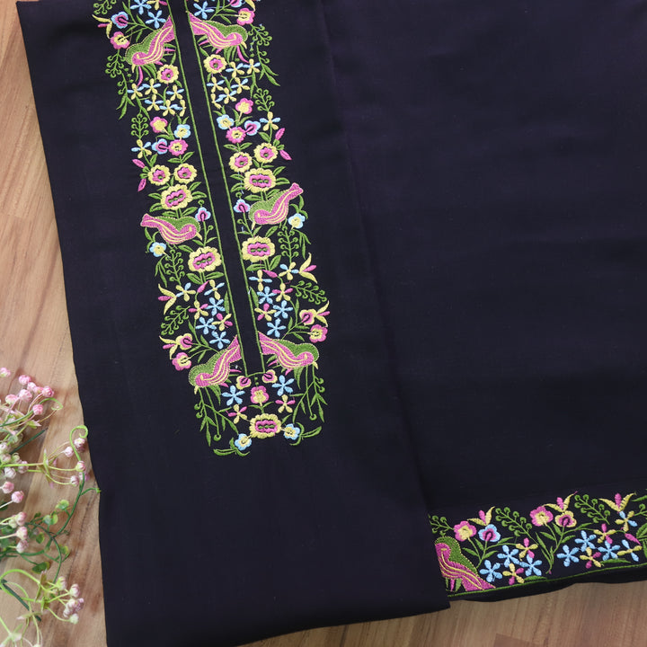 Kush Midnight Black Floral Thread Embroidered Cotton Flex 2 Piece Set