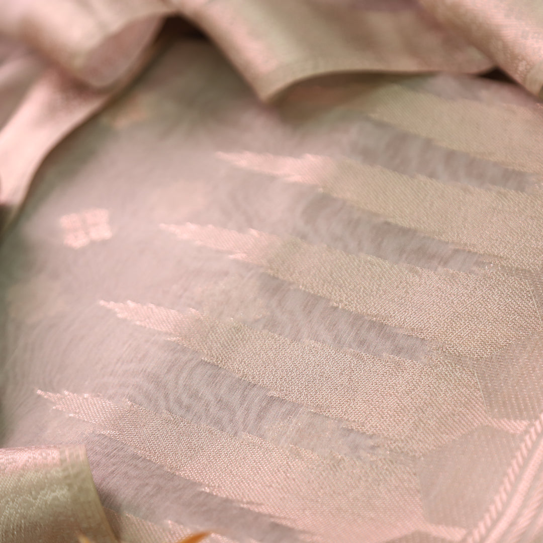 Ambarsari Peanut Beige Authentic Jamdani Weaved with Zari Chanderi Set
