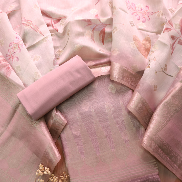 Ambarsari Coco Brown Authentic Jamdani Weaved with Zari Chanderi Set