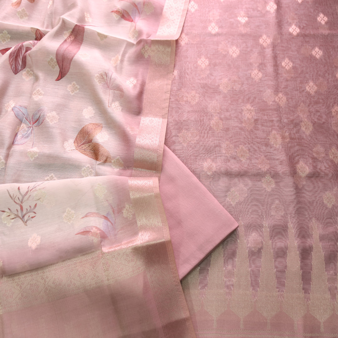Ambarsari Coco Brown Authentic Jamdani Weaved with Zari Chanderi Set